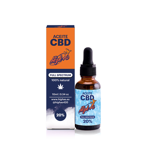 Aceite de CBD full spectrum 20% de High As, frasco de 10 ml
